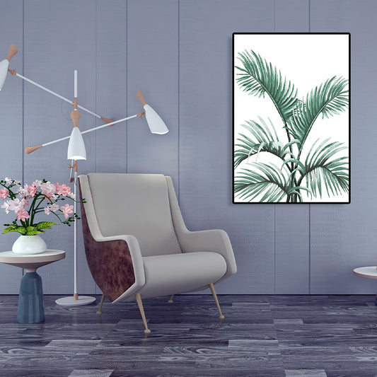 Minimalism Style Leaves Art Print Canvas Textured Green Wall Decor for Dining Room Green Clearhalo 'Art Gallery' 'Canvas Art' 'Contemporary Art Gallery' 'Contemporary Art' 'Minimalism' 'Minimalist Art Gallery' 'Scandinavian' Arts' 1760011