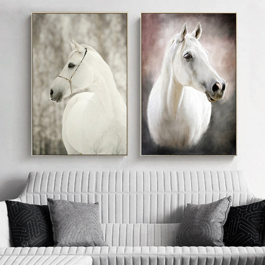 Horse Painting Pastel Color Canvas Wall Art Print Textured, Multiple Sizes Options White Clearhalo 'Art Gallery' 'Canvas Art' 'Contemporary Art Gallery' 'Modern' Arts' 1760018