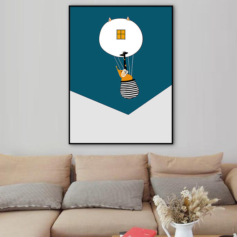 Light Color Hot-Air Balloon Painting Textured Nordic Living Room Canvas Wall Art Clearhalo 'Arts' 'Canvas Art' 1760056