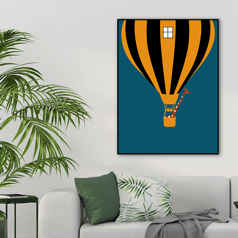 Light Color Hot-Air Balloon Painting Textured Nordic Living Room Canvas Wall Art Clearhalo 'Arts' 'Canvas Art' 1760063