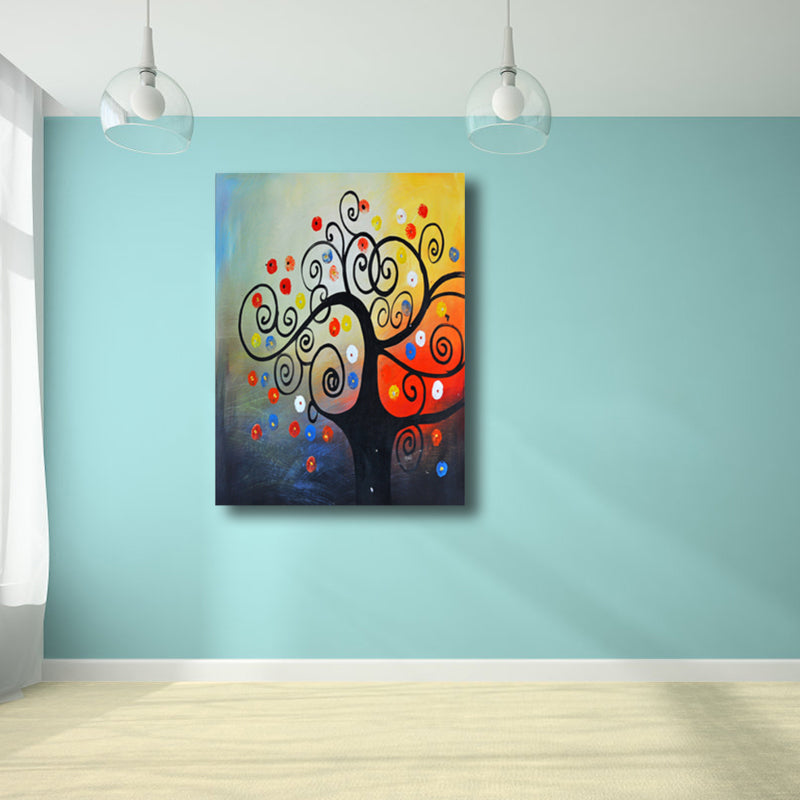 Magical Flower Tree Painting Light Color Modern Art Style Wall Decor for Dining Room Black Clearhalo 'Arts' 'Canvas Art' 1760109
