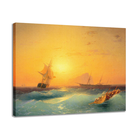 Yellow Impressionism Sailing Boat Canvas for Guest Room, Multiple Sizes Available Clearhalo 'Arts' 'Canvas Art' 1760124
