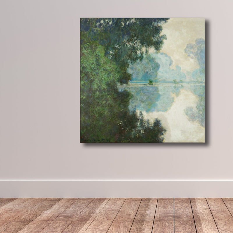 Miraculous Riverside Forest Wall Decor for Living Room in Pastel Color, Multiple Sizes Available Clearhalo 'Arts' 'Canvas Art' 1760165