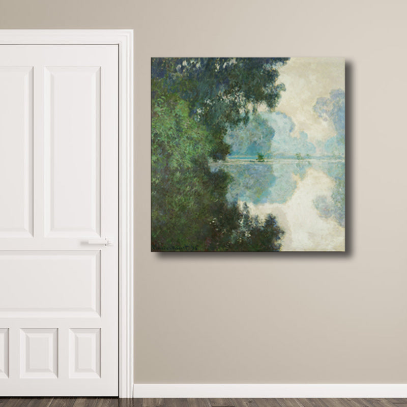 Miraculous Riverside Forest Wall Decor for Living Room in Pastel Color, Multiple Sizes Available Clearhalo 'Arts' 'Canvas Art' 1760166