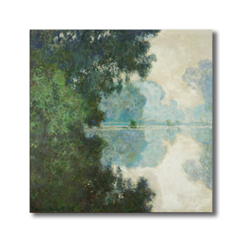 Miraculous Riverside Forest Wall Decor for Living Room in Pastel Color, Multiple Sizes Available Clearhalo 'Arts' 'Canvas Art' 1760167