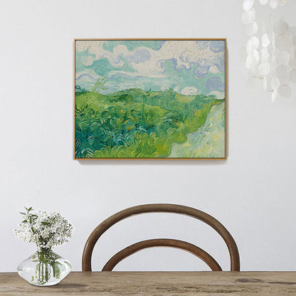 Textured Vast Grassland View Painting Impressionism Canvas Wall Art Decor, Multiple Sizes Green Clearhalo 'Arts' 'Canvas Art' 1760180