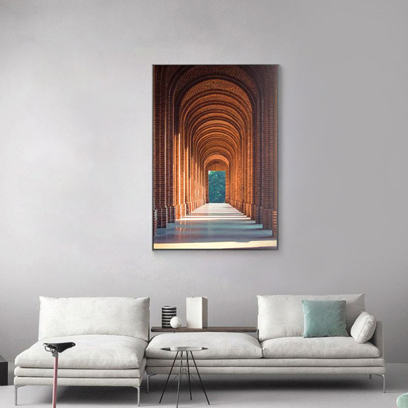 Long Arched Gallery Photography Painting Contemporary Canvas Wall Decor, Multiple Sizes Clearhalo 'Art Gallery' 'Canvas Art' 'Contemporary Art Gallery' 'Modern' Arts' 1760207