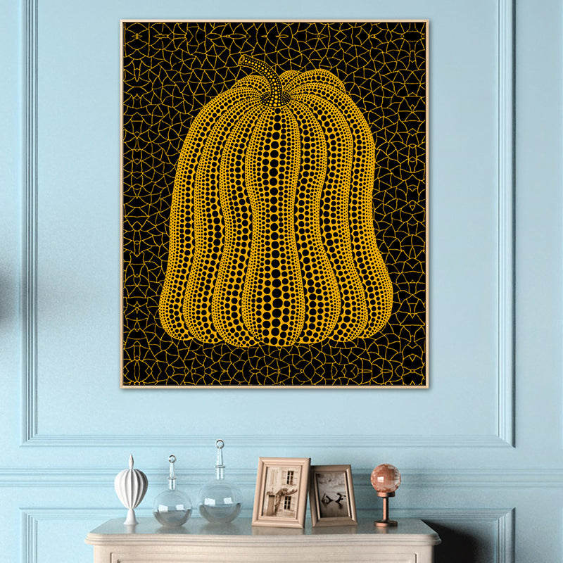 Illustration Pumpkin Art Print Dark Color Canvas Wall Decor for Bedroom, Textured Clearhalo 'Arts' 'Canvas Art' 1760214