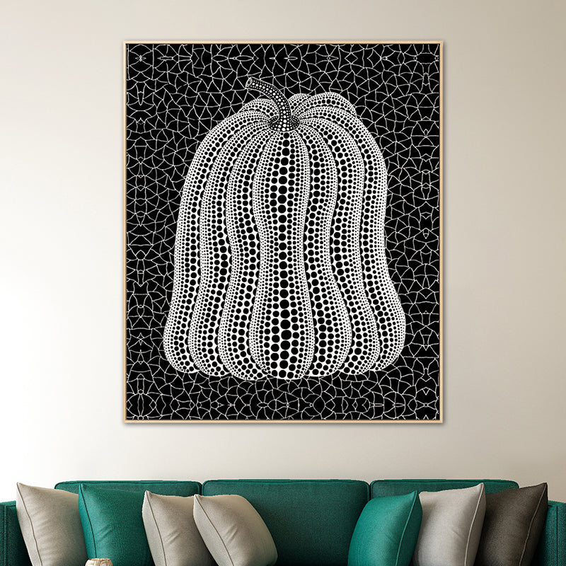 Illustration Pumpkin Art Print Dark Color Canvas Wall Decor for Bedroom, Textured Clearhalo 'Arts' 'Canvas Art' 1760220
