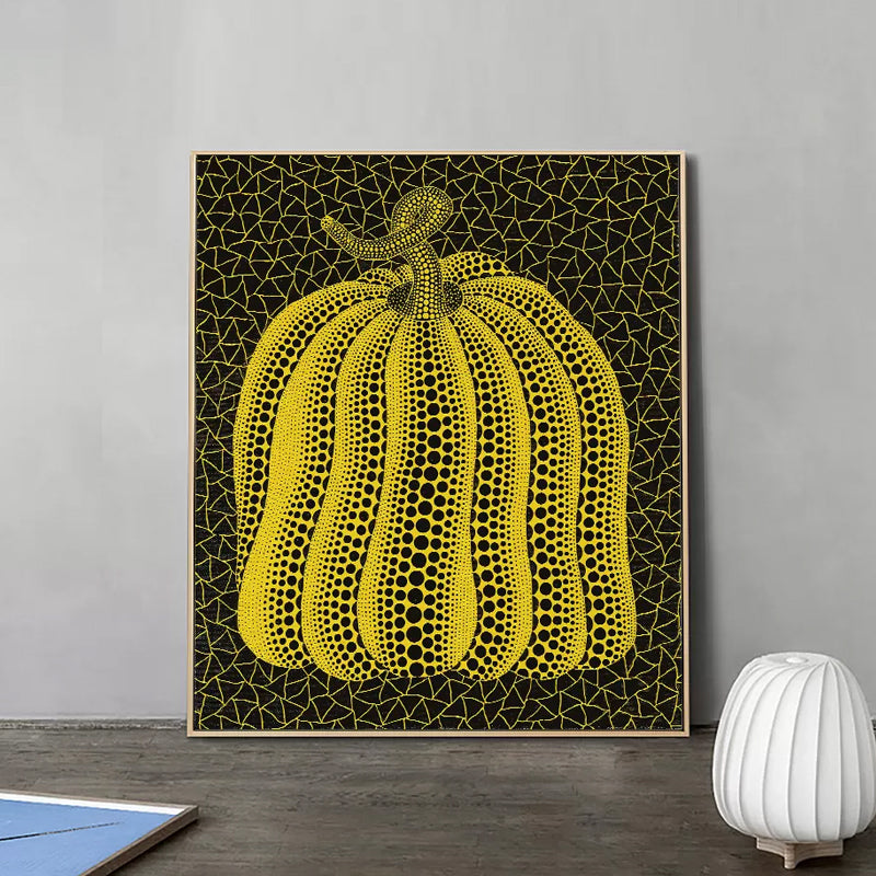 Illustration Pumpkin Art Print Dark Color Canvas Wall Decor for Bedroom, Textured Yellow Clearhalo 'Arts' 'Canvas Art' 1760222