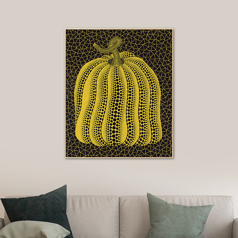 Illustration Pumpkin Art Print Dark Color Canvas Wall Decor for Bedroom, Textured Clearhalo 'Arts' 'Canvas Art' 1760223
