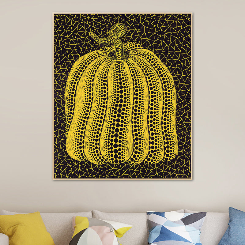 Illustration Pumpkin Art Print Dark Color Canvas Wall Decor for Bedroom, Textured Clearhalo 'Arts' 'Canvas Art' 1760224