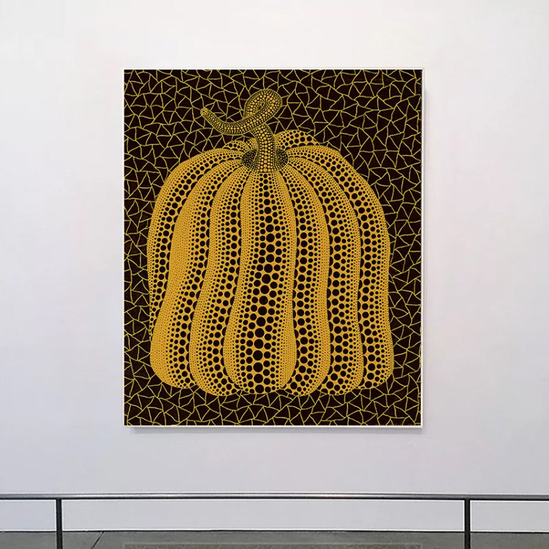 Illustration Pumpkin Art Print Dark Color Canvas Wall Decor for Bedroom, Textured Ginger Clearhalo 'Arts' 'Canvas Art' 1760226