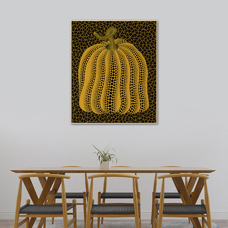 Illustration Pumpkin Art Print Dark Color Canvas Wall Decor for Bedroom, Textured Clearhalo 'Arts' 'Canvas Art' 1760228
