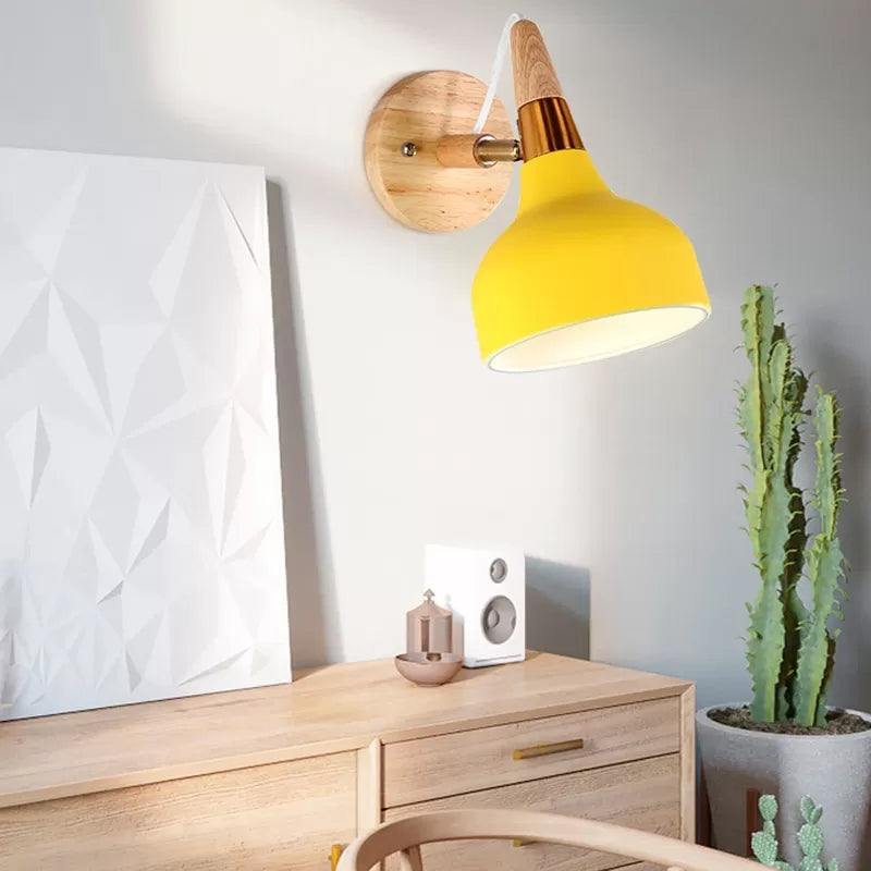 Metal Torch Shaped Wall Light Angle Adjustable 1 Light Nordic Style Sconce Light for Bedside Yellow Clearhalo 'Wall Lamps & Sconces' 'Wall Lights' Lighting' 176026
