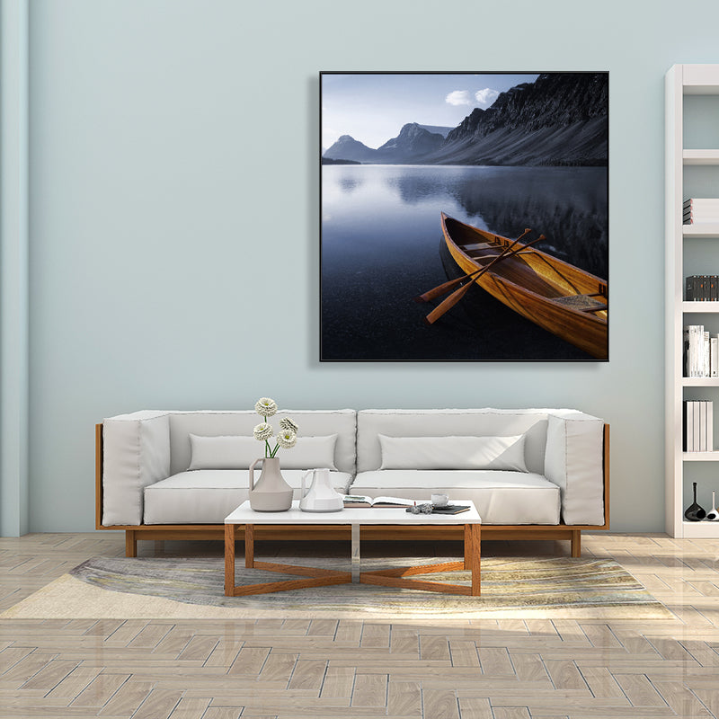 Boat and Sea View Painting for Bedroom in Pastel Color, Multiple Sizes Available Clearhalo 'Art Gallery' 'Canvas Art' 'Country Art Gallery' 'French Country' 'Rustic' Arts' 1760281
