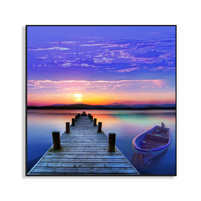 Boat and Sea View Painting for Bedroom in Pastel Color, Multiple Sizes Available Clearhalo 'Art Gallery' 'Canvas Art' 'Country Art Gallery' 'French Country' 'Rustic' Arts' 1760294