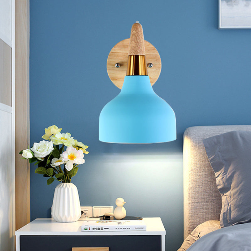 Metal Torch Shaped Wall Light Angle Adjustable 1 Light Nordic Style Sconce Light for Bedside Blue Clearhalo 'Wall Lamps & Sconces' 'Wall Lights' Lighting' 176035