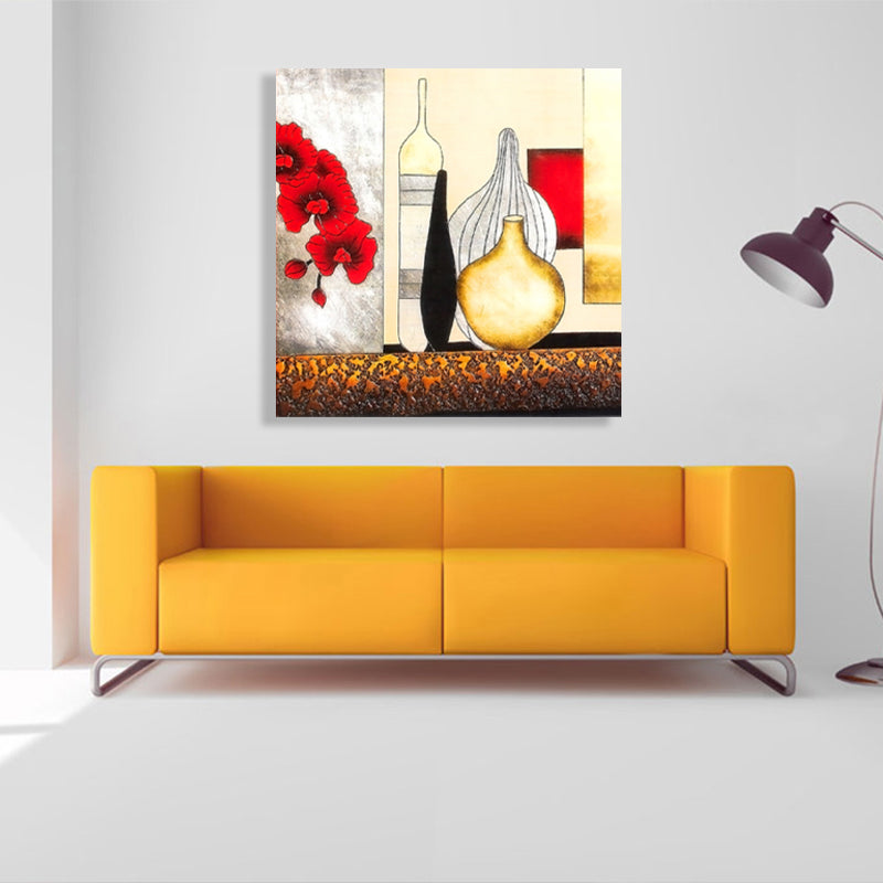 Still Life Pattern Canvas Print Textured Mid-Century Modern Style for Bedroom Painting Clearhalo 'Arts' 'Canvas Art' 1760378