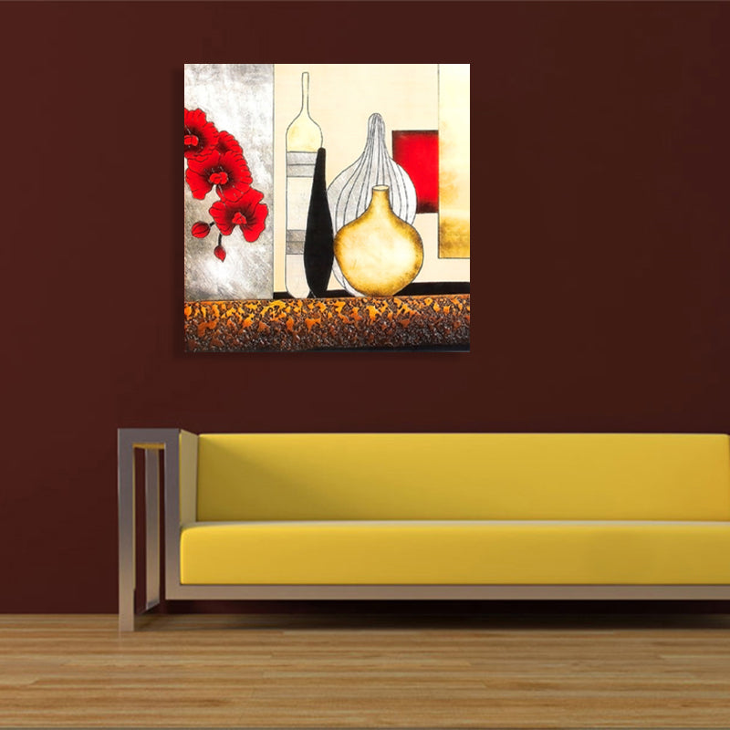 Still Life Pattern Canvas Print Textured Mid-Century Modern Style for Bedroom Painting Clearhalo 'Arts' 'Canvas Art' 1760379