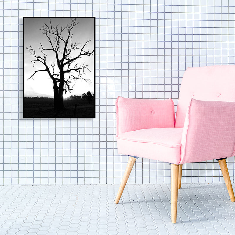 Black Bare Tree Wall Art Botanics Contemporary Textured Canvas Print for Living Room Clearhalo 'Art Gallery' 'Canvas Art' 'Contemporary Art Gallery' 'Modern' Arts' 1760390