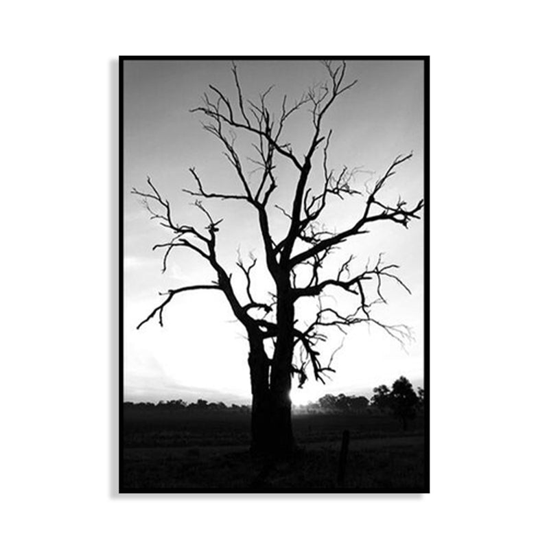 Black Bare Tree Wall Art Botanics Contemporary Textured Canvas Print for Living Room Clearhalo 'Art Gallery' 'Canvas Art' 'Contemporary Art Gallery' 'Modern' Arts' 1760392