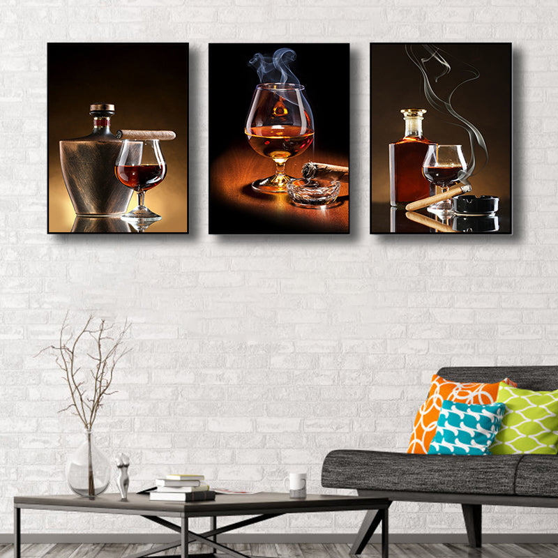 Photography Wines Wall Art Dining Room Drinks Print Canvas in Dark Color, Set of 3 Clearhalo 'Art Gallery' 'Canvas Art' 'Contemporary Art Gallery' 'Modern' Arts' 1760397