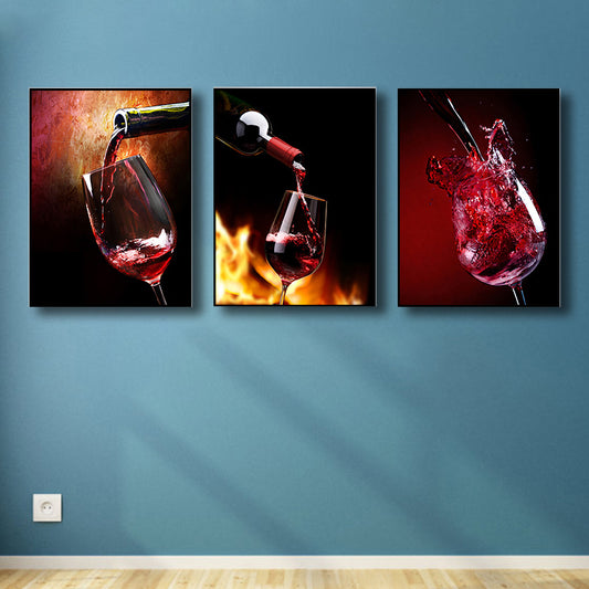 Photography Wines Wall Art Dining Room Drinks Print Canvas in Dark Color, Set of 3 Red Clearhalo 'Art Gallery' 'Canvas Art' 'Contemporary Art Gallery' 'Modern' Arts' 1760403