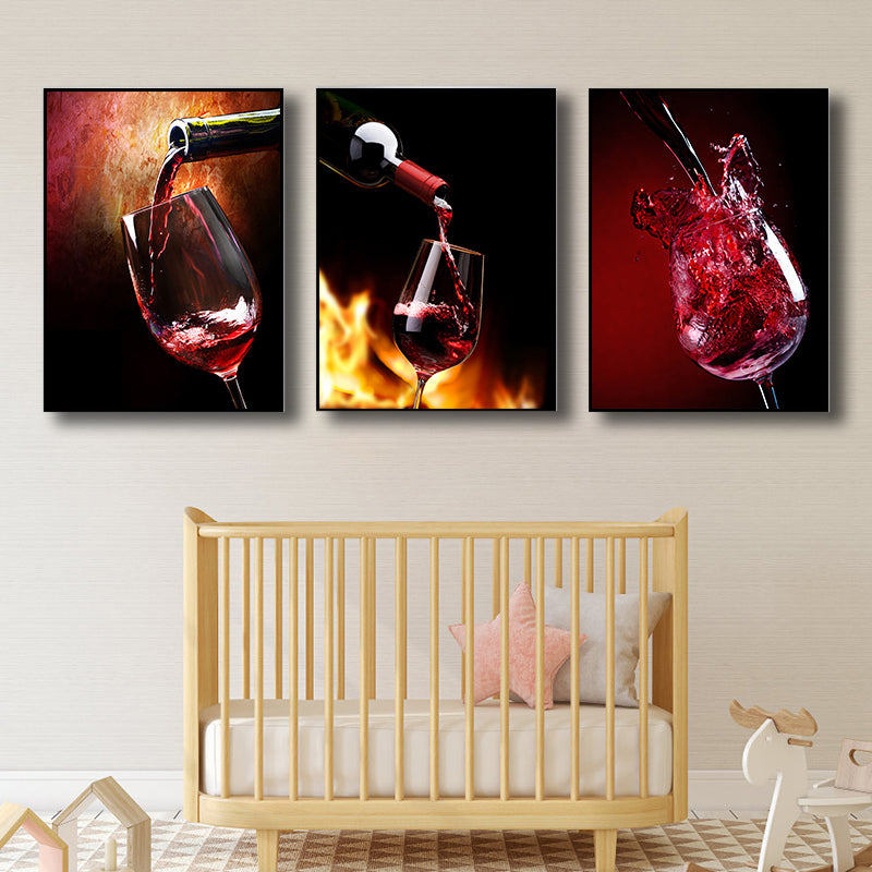 Photography Wines Wall Art Dining Room Drinks Print Canvas in Dark Color, Set of 3 Clearhalo 'Art Gallery' 'Canvas Art' 'Contemporary Art Gallery' 'Modern' Arts' 1760404