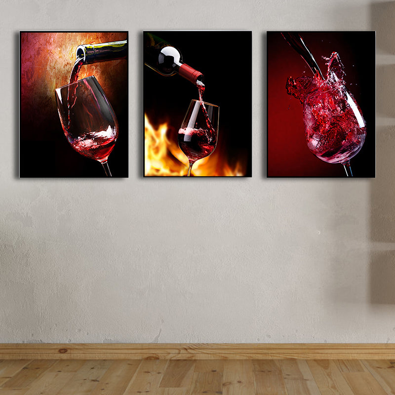 Photography Wines Wall Art Dining Room Drinks Print Canvas in Dark Color, Set of 3 Clearhalo 'Art Gallery' 'Canvas Art' 'Contemporary Art Gallery' 'Modern' Arts' 1760405