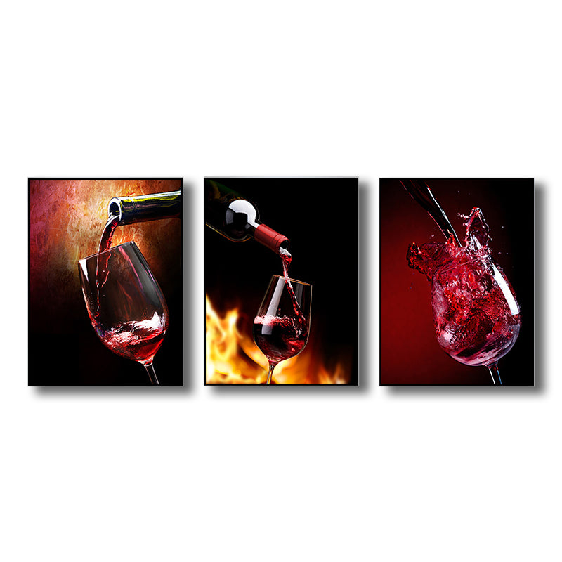 Photography Wines Wall Art Dining Room Drinks Print Canvas in Dark Color, Set of 3 Clearhalo 'Art Gallery' 'Canvas Art' 'Contemporary Art Gallery' 'Modern' Arts' 1760406