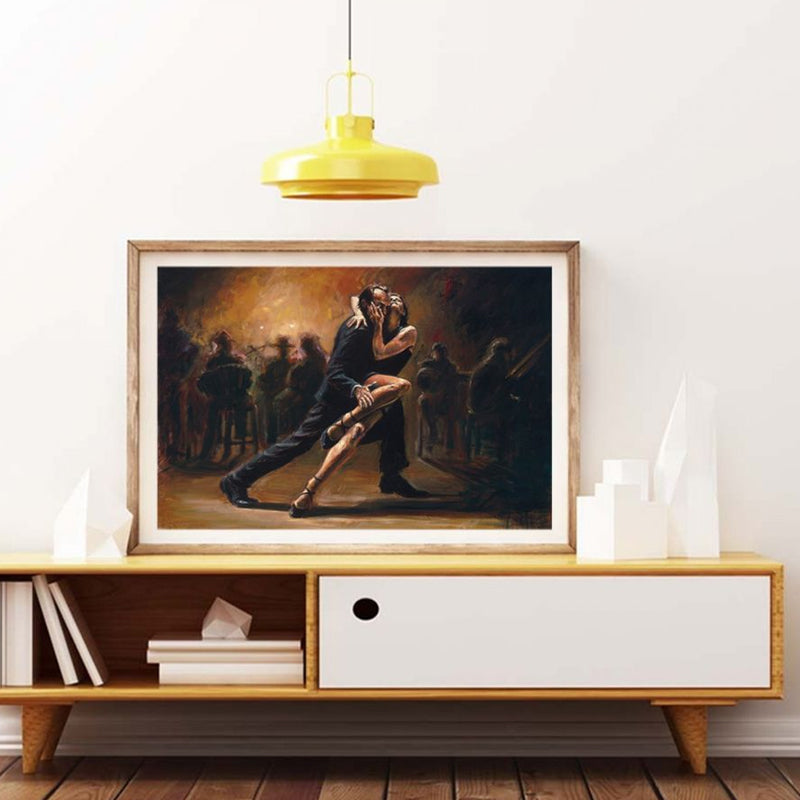 Brown Dancing Figures Canvas Art Impressionism Textured Wall Decor for Living Room Brown Clearhalo 'Arts' 'Canvas Art' 1760430