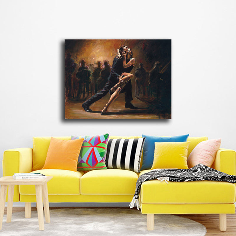 Brown Dancing Figures Canvas Art Impressionism Textured Wall Decor for Living Room Clearhalo 'Arts' 'Canvas Art' 1760432