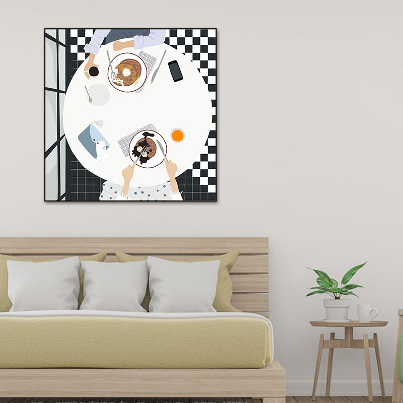 Cartoon Food Breakfast Wall Art Dark Color Textured Canvas Print for Dining Room Clearhalo 'Art Gallery' 'Canvas Art' 'Kids' Arts' 1760464