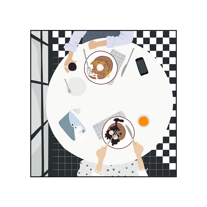 Cartoon Food Breakfast Wall Art Dark Color Textured Canvas Print for Dining Room Clearhalo 'Art Gallery' 'Canvas Art' 'Kids' Arts' 1760465