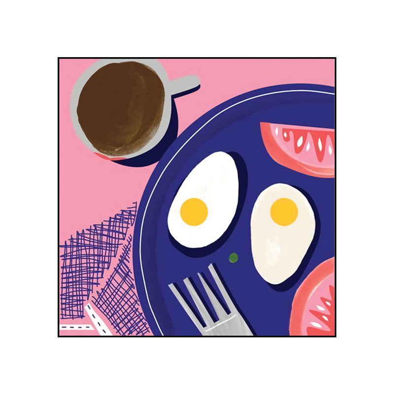 Cartoon Food Breakfast Wall Art Dark Color Textured Canvas Print for Dining Room Clearhalo 'Art Gallery' 'Canvas Art' 'Kids' Arts' 1760469