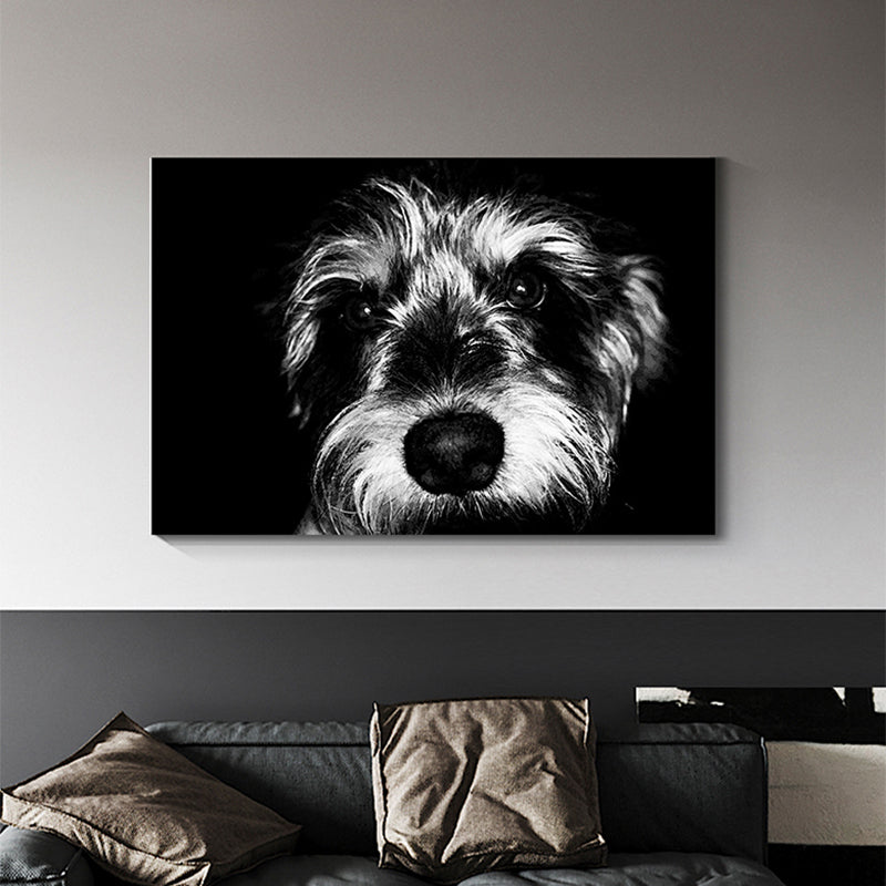 Vintage Pet Dog Canvas Print Light Color Textured Wall Art Decor for Living Room Grey Clearhalo 'Arts' 'Canvas Art' 1760489