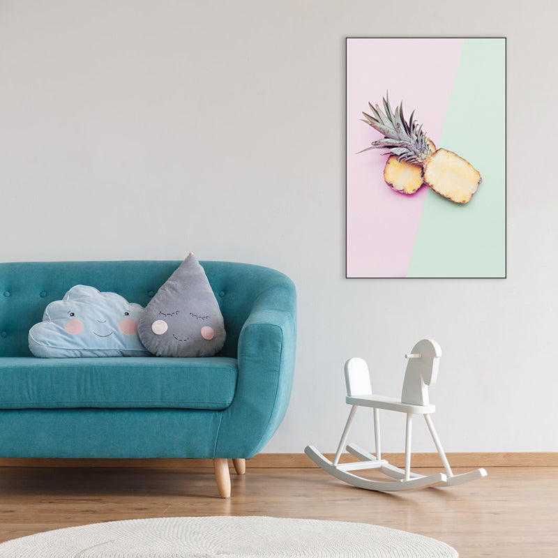 Tasty Fruits Painting for Girls Bedroom in Pastel Color, Multiple Sizes Available Clearhalo 'Art Gallery' 'Canvas Art' 'Contemporary Art Gallery' 'Modern' Arts' 1760535