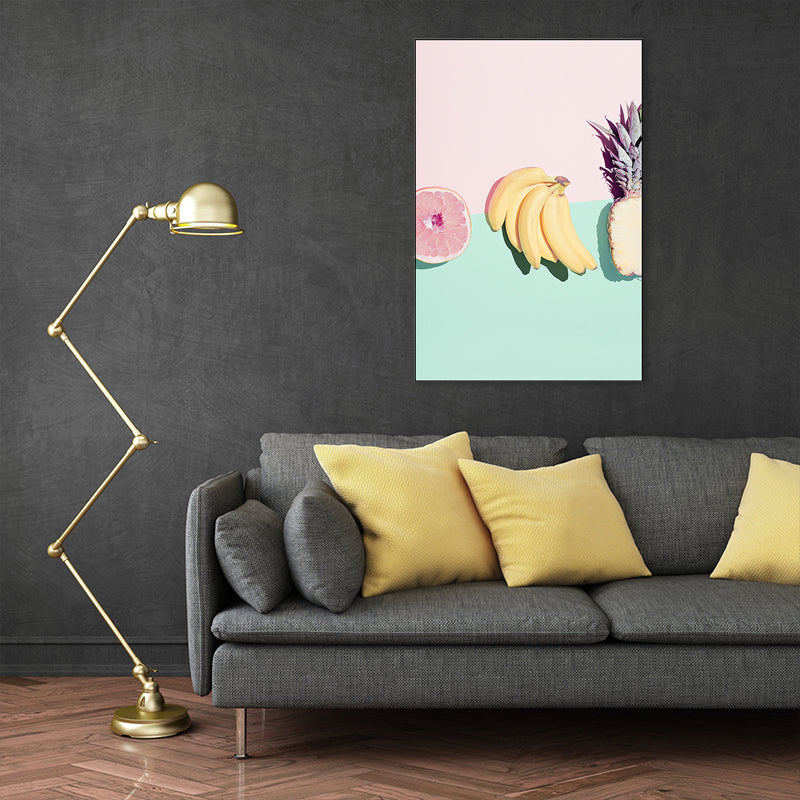 Tasty Fruits Painting for Girls Bedroom in Pastel Color, Multiple Sizes Available Pink Clearhalo 'Art Gallery' 'Canvas Art' 'Contemporary Art Gallery' 'Modern' Arts' 1760537