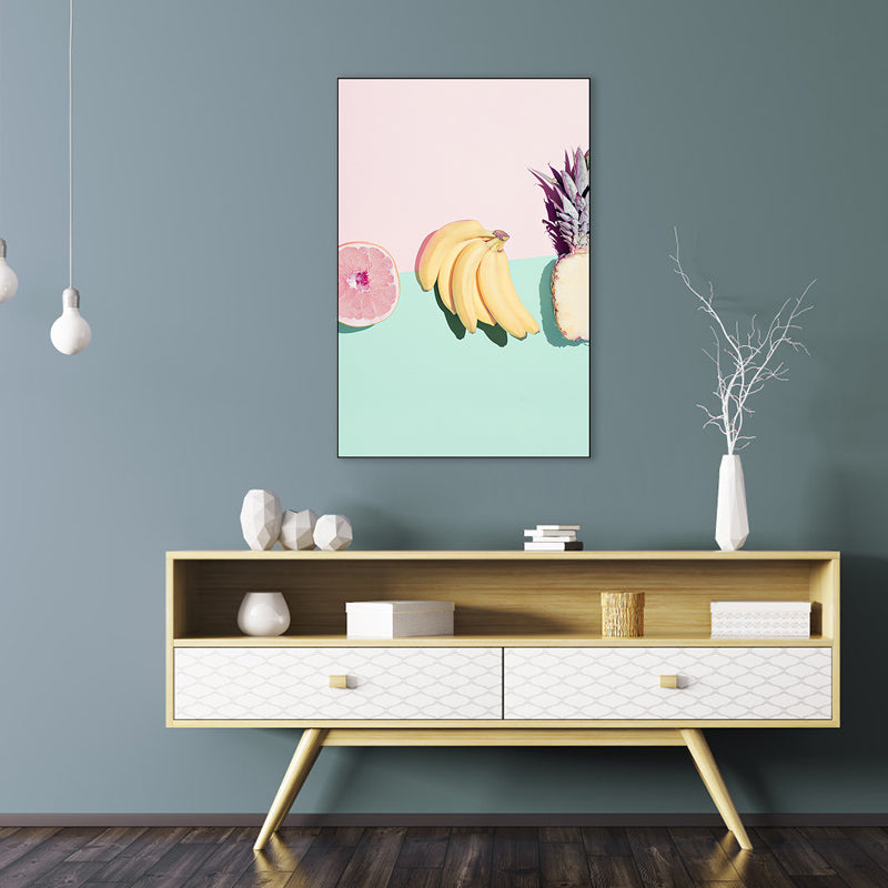 Tasty Fruits Painting for Girls Bedroom in Pastel Color, Multiple Sizes Available Clearhalo 'Art Gallery' 'Canvas Art' 'Contemporary Art Gallery' 'Modern' Arts' 1760538
