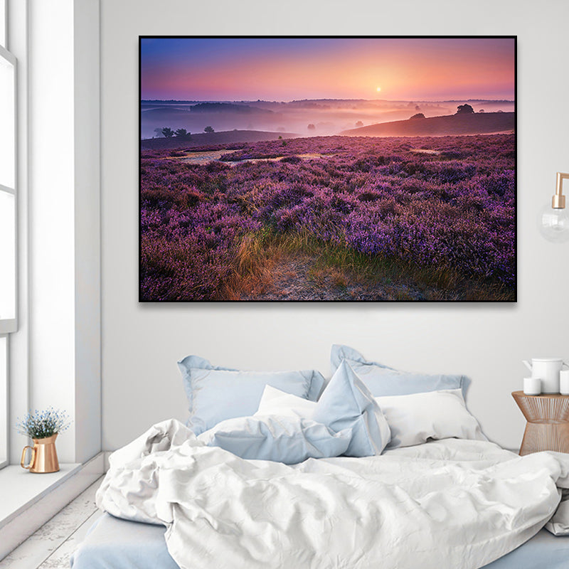 Purple Lavender Field Wall Art Flower Scenery Modern Textured Canvas Print for Bedroom Clearhalo 'Art Gallery' 'Canvas Art' 'Contemporary Art Gallery' 'Modern' Arts' 1760542