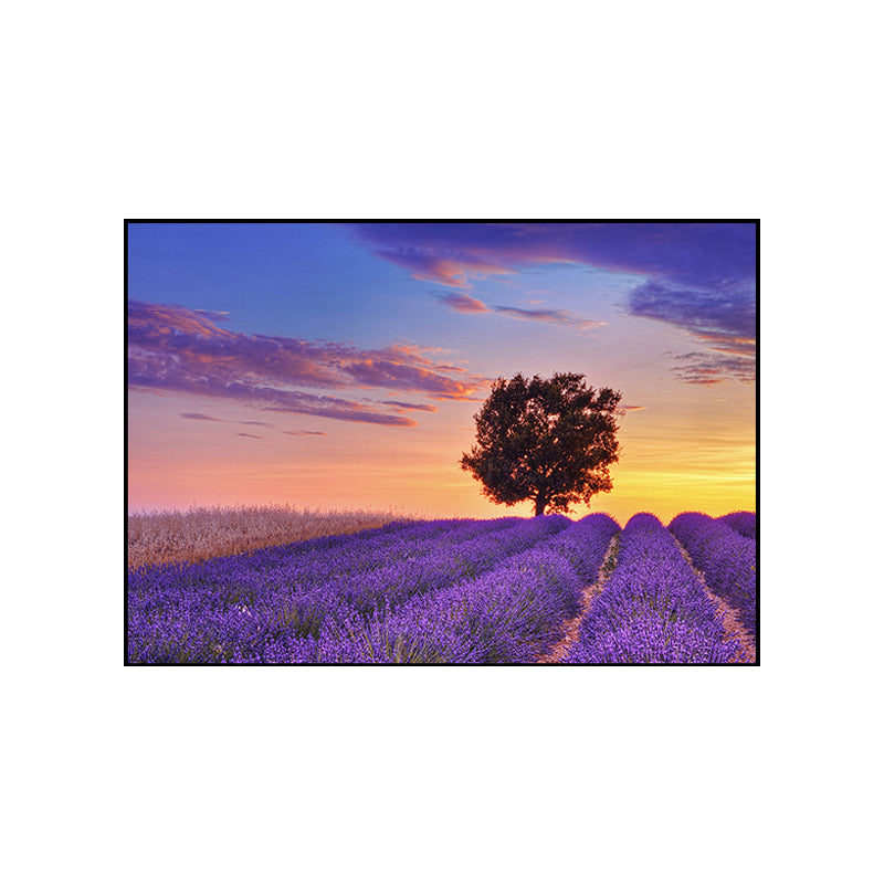 Purple Lavender Field Wall Art Flower Scenery Modern Textured Canvas Print for Bedroom Clearhalo 'Art Gallery' 'Canvas Art' 'Contemporary Art Gallery' 'Modern' Arts' 1760555