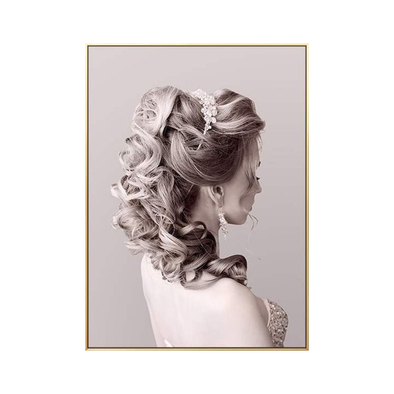 Pink Glam Style Painting Girl Profile Canvas for Bathroom, Multiple Sizes Available Clearhalo 'Arts' 'Canvas Art' 1760559