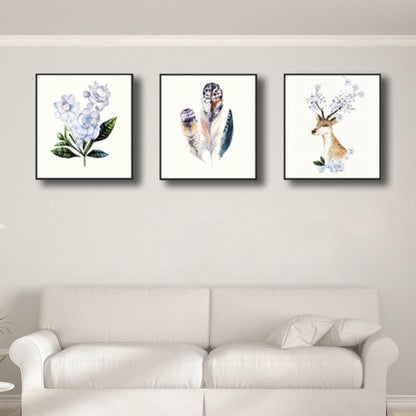 Flora and Fauna Wall Decor for Living Room in Purple, Multiple Sizes, Set of Three Purple Clearhalo 'Arts' 'Canvas Art' 1760576