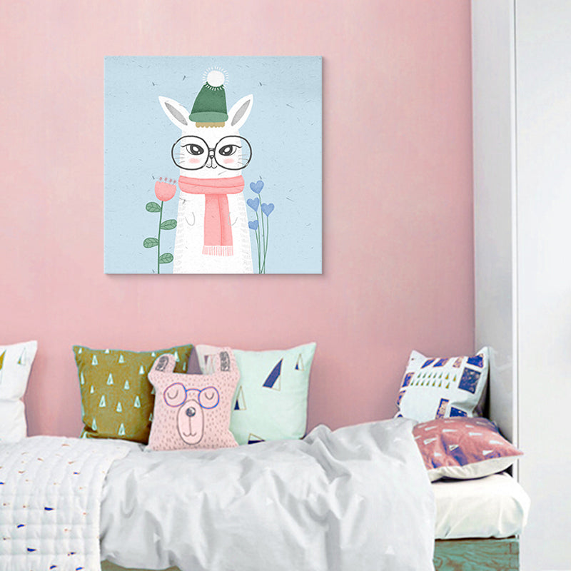 Cute Bear Wall Art Print for Childrens Bedroom, Pastel Color, Multiple Size Options Sky Blue Clearhalo 'Art Gallery' 'Canvas Art' 'Kids' Arts' 1760583