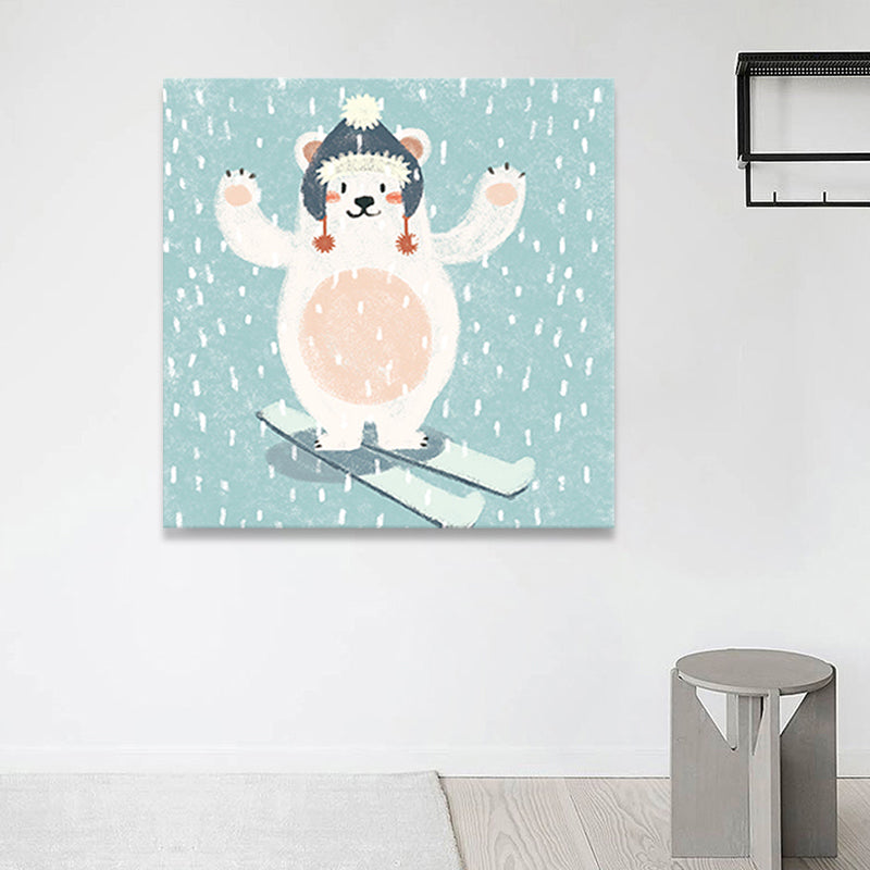 Cute Bear Wall Art Print for Childrens Bedroom, Pastel Color, Multiple Size Options Clearhalo 'Art Gallery' 'Canvas Art' 'Kids' Arts' 1760591