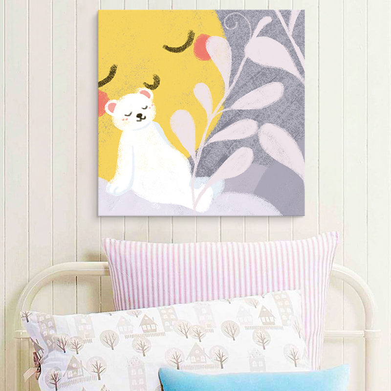 Cute Bear Wall Art Print for Childrens Bedroom, Pastel Color, Multiple Size Options Purple Clearhalo 'Art Gallery' 'Canvas Art' 'Kids' Arts' 1760593