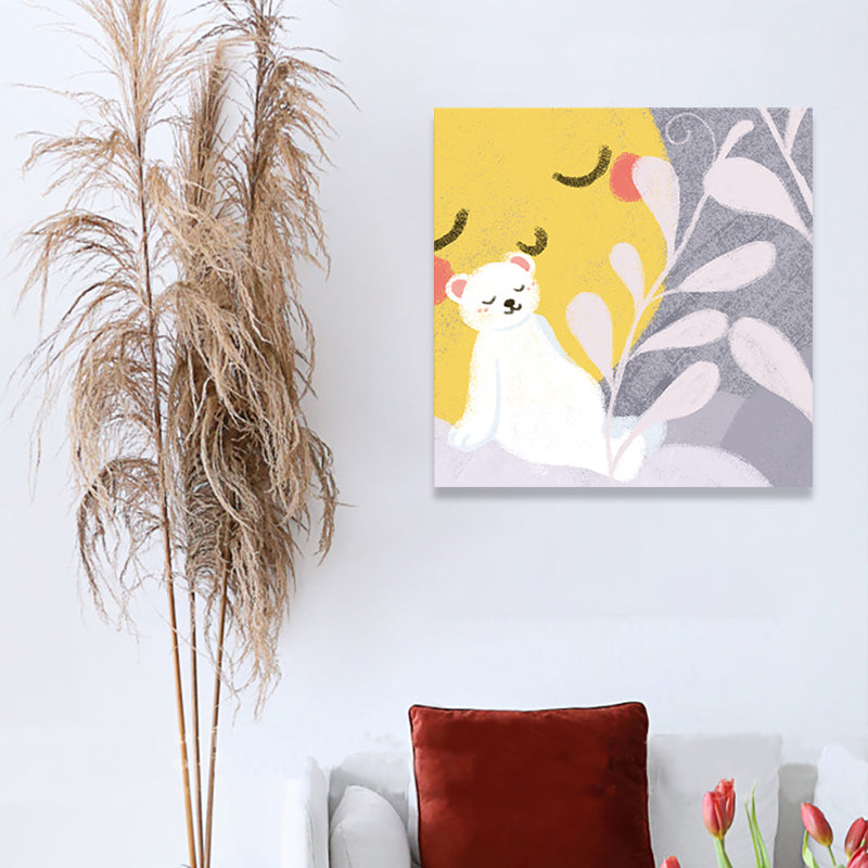 Cute Bear Wall Art Print for Childrens Bedroom, Pastel Color, Multiple Size Options Clearhalo 'Art Gallery' 'Canvas Art' 'Kids' Arts' 1760595