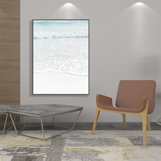 Beige Seawater Wall Art Decor Tropical Style Textured Canvas Print for Dining Room Beige