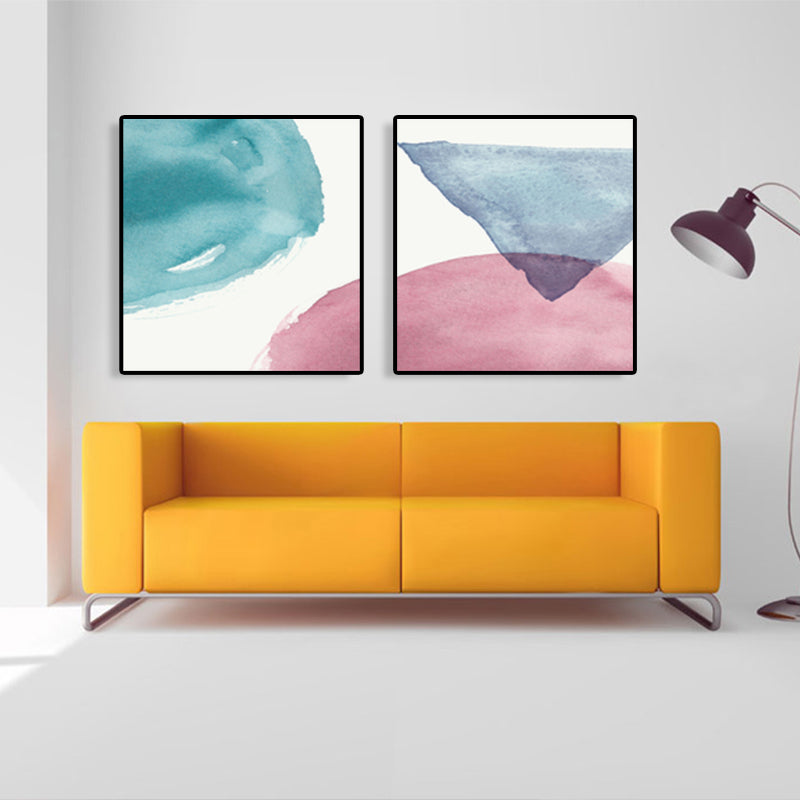Modern Abstract Geometric Wall Art Soft Color Multi-Piece Canvas Print for Living Room Blue Clearhalo 'Art Gallery' 'Canvas Art' 'Contemporary Art Gallery' 'Modern' Arts' 1760608